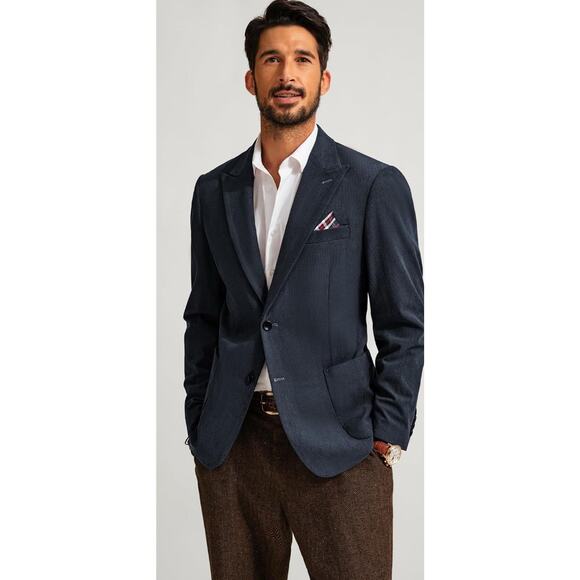 PAUL JONES Men Casual Corduroy Navy Blazer Jacket Stylish Suit Jackets Coat XL - Picture 3 of 11